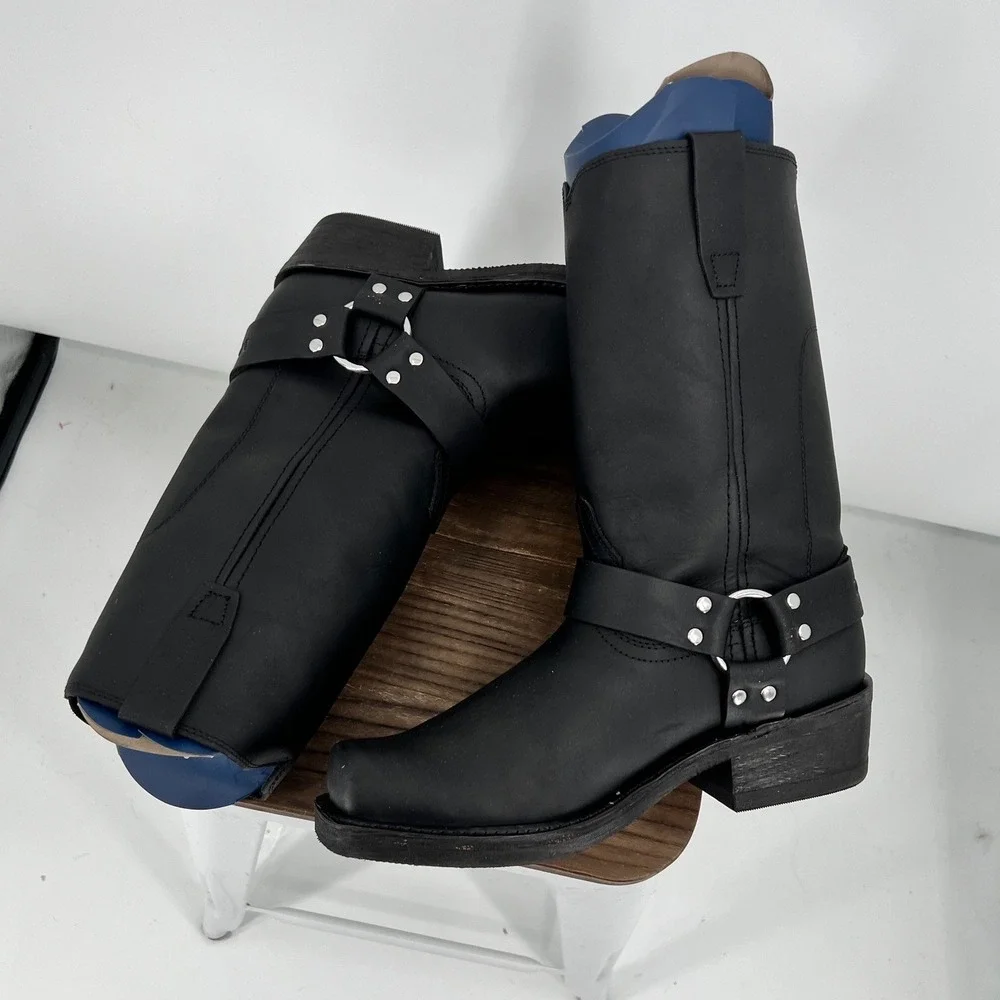 Durango Mens 11 Inch Harness Boot Black Leather Square Toe Biker DB510 9EE